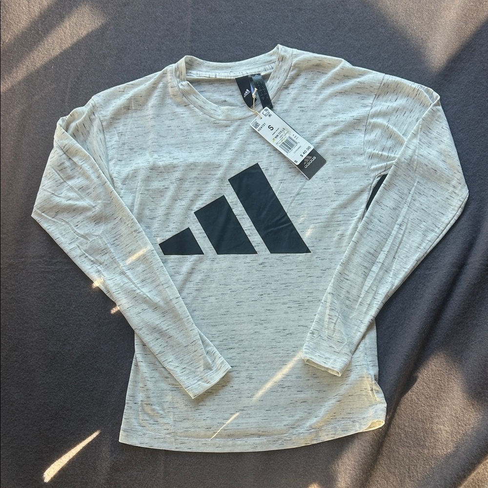 Adidas Men's Light Gray Long Sleeve Tee